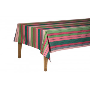 Cotton and Linen tablecloth Eugénie Rose-Vert tableware basque linen 