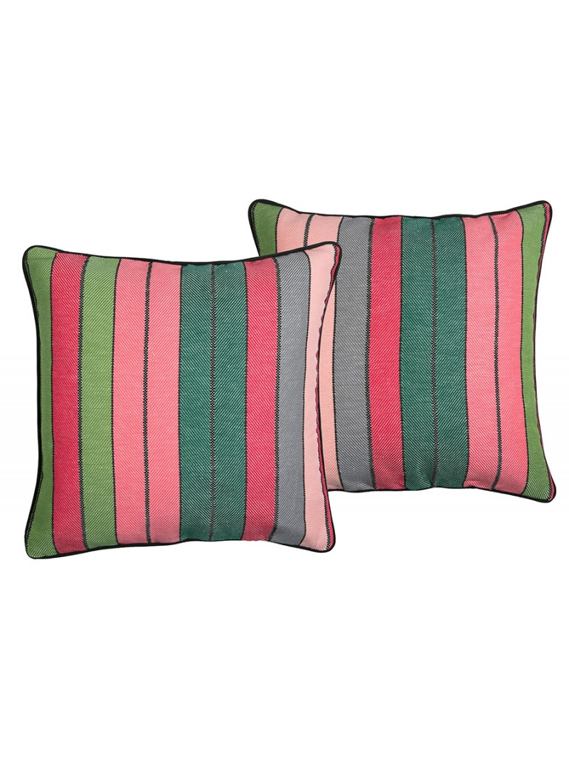 Cushion cover with zipper Eugénie Rose/Vert basque household linen 