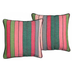 Cushion cover with zipper Eugénie Rose/Vert basque household linen 