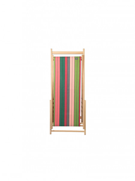 Transat Eugénie Rose-Vert en tissu basque chaise longue chilienne basque