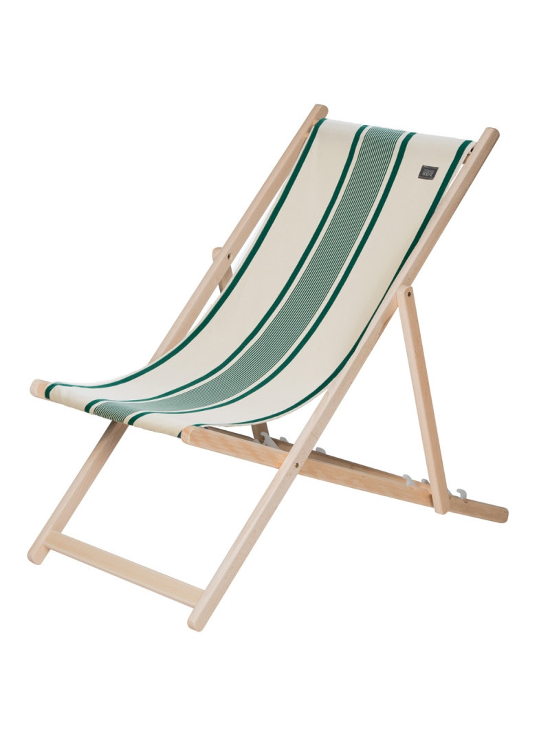 Transat Maïté Vert en tissu basque chaise longue chilienne basque