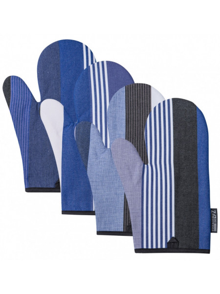 Gant four et Manique coton bleu lagon - Tissages cathares